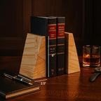 Bey-Berk Fraser Sand Marble Bookends (Natural), 4" x 2.5" x 6" Wedge Book Ends, 6.25 lb Solid Stone Shelf and Desk Decor - color: Tan