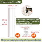 Hurricane Glass Candle Holders 4Pcs Fluted Candlestick Holders for Taper Candles with Cylinder Covers Crystal Candle Sticks Holder Decor for Wedding Birthday Christmas Table Decoration - size: stripe
