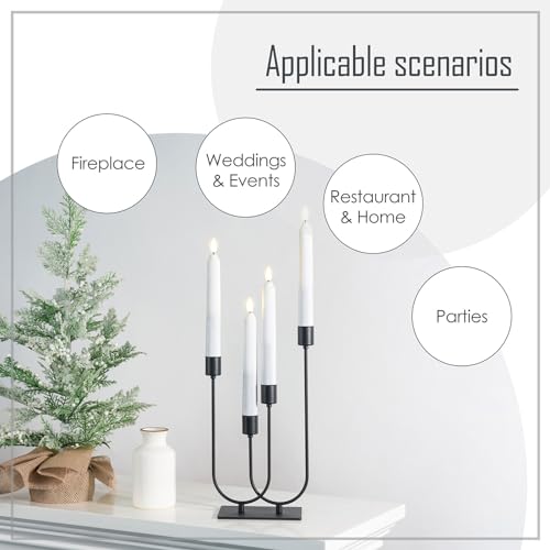 smtyle Halloween Black Candle Holders for Taper Candles Set of 4 Candelabra with Iron-0.8" Diameter Candlestick Ideal for for Table Centerpiece - color: Black