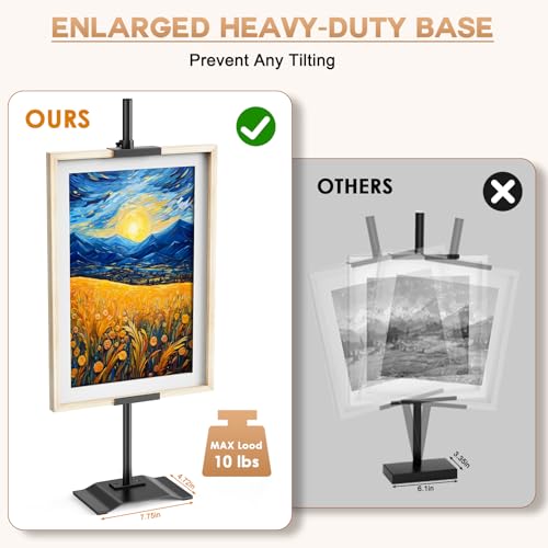 USION Adjustable Tabletop Easel Stand, Picture Easels for Display Up to 30" H, Heavy duty Metal Picture Frame Holder Stand Table top for Art, Photo, Canvas(Black)