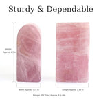 Natural Rose Quartz Bookends 3.5-4 lbs Pink Crystal Stone Decorative Bookends with Non-Slip Bumpers for Home and Office Decor