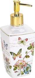 Avanti Linens - Lotion Pump/Soap Dispenser, Ceramic Countertop Accessories, Artistic Home Decor (Butterfly Garden Collection) - size: Lotion Pump/Soap Dispenser