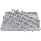Grey Velvet Stackable 30 Compartments Jewelry Tray Showcase Display Organizer Holder Rectangle Storage Box Case Containers Chest for Women Crystal Stone,Stud Drop Earring,Watch,Bead,Trinket,Diamond - color: Grey 30 Grid