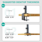 WALI 4 Monitor Mount for 13-49 inch Ultrawides on Top Bracket and 27 inch Screens on Lower Brackets, Heavy Duty Arm Extra Tall Quad Monitor Stand, up to 44 lbs (GSDM004S-P), Black - size: 13"-49", style: Quad Arms