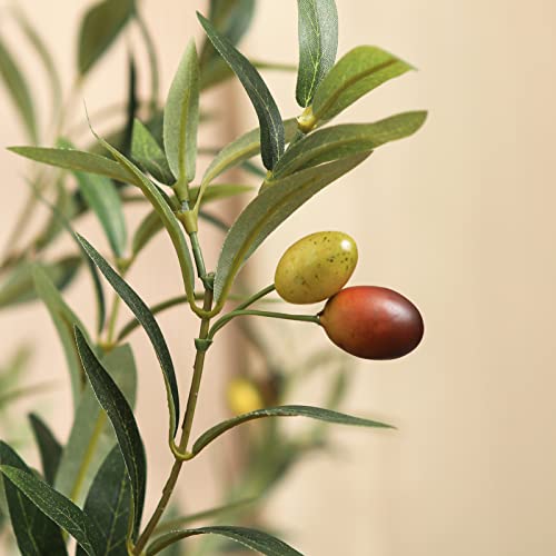 Kazeila Artificial Olive Tree 6FT Tall Faux Silk Plant for Home Office Decor Indoor Fake Potted Tree with Wood Branches and Fruits - size: 6ft