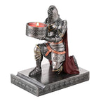 King's Guard Kneeling Knight Candlestick Holders Resin Posture TeaLight Holder Warrior Mobile Phone Stand Pen Holder Candle Holder for Restaurant, Altar, Home Table(Iron) - color: Iron