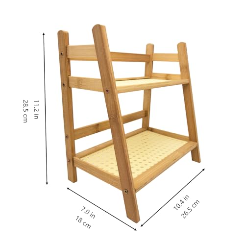 Risers Display Stands ,Tiered Tray Stand Wooden Perfume Organizer Cologne Display Shelf 2 Tier Small Fragrance Stand Skincare, Spice Shelf Matcha Station