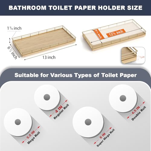 Oak Bathroom Toilet Tank Tray, 13" Wood Back of Toilet Paper Storage Tank Topper Basket, Vanity Tray for Perfume Makeup Candle Toiletry Organizer for Kitchen Coffee Table Natural Tray Decor - color: Natural, size: 13" x 6.5" x 1.5"