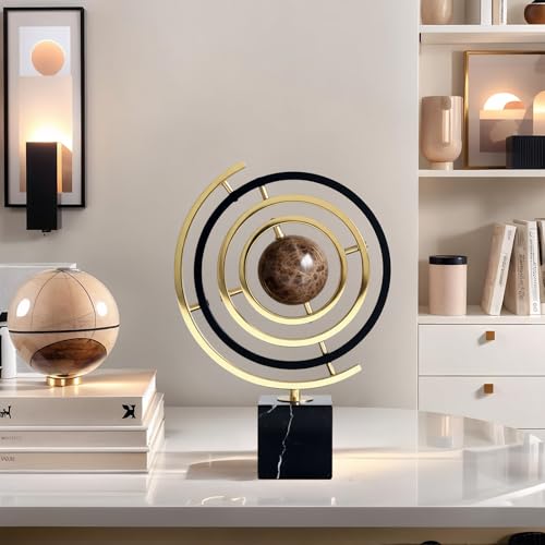 Sculpture Decor with Solid Marble Base, Abstract Art Inspired Statue Decor, Modern Sculpture Home Decor for Shelf, Office, Living Room, Bedroom, Desktop Display