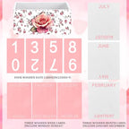 AceOrbit Pink Rose Wood Block Perpetual Calendar Coquettish Desk Decor Cute Month Week Date Display Decorative Block Calendar for Women Office Home Desk Gift for Women - style: Pink Roses