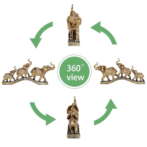 Elegant Golden Elephant Home Sculpture for Shelf, Desk, Mantel - Symbol of Love, Perfect Wedding