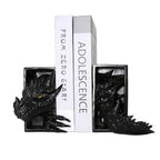 Dragon Bookends, Black Fantasy Book Nook Insert, Gothic Library Decor, Decorative Dragon Shelf Display