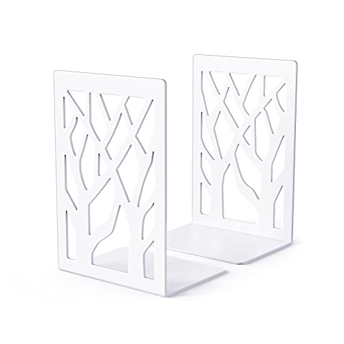 BookEnds Decorative Metal Heavy Duty Book End Supports for Bookrack Desk - color: White, size: 1 Pair