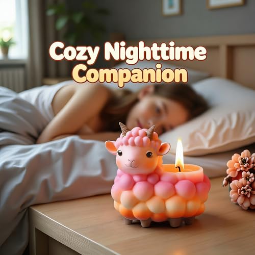 1Pc Cute Sheep Silicone Jar Mold 3D Lamb Shaped Resin Planter Mold for Concrete Casting Epoxy Candle Holder Desk Pen Cup DIY Plaster Art Home Decor Makeup Brush Handmade Gifts - color: Sheep Resin Mold