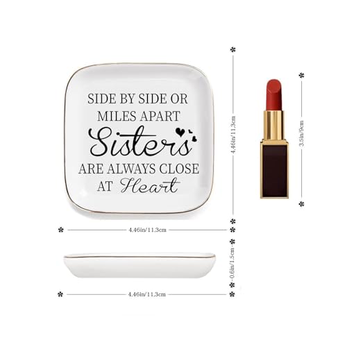 Sister Friendship Trinket Jewelry Dish - Sisters Are Always Close at Heart - Birthday Gift for Female Friend, Bridal Shower - style: Sisters are always close at heart