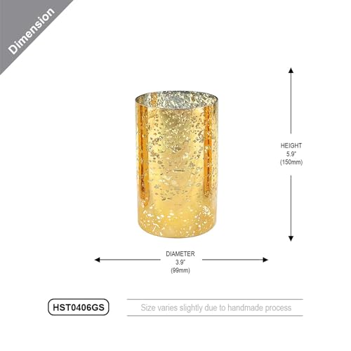 WGVI Hurricane Candle Holder Sleeve, W: 4", Ht: 6", Gold Speckled Glass Cylinder Open Both Ends, Chimney Tube Shade, 1 Piece - size: 4x6"H