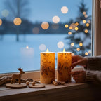 Birch Bark Wax Flameless Candles with Remote Timer, Last 400-Hour with 2AA Batteries, 3D Moving Flame Led Candles, Set of 2(3''x6''), Remote Included(Birch bark). - color: Birch bark