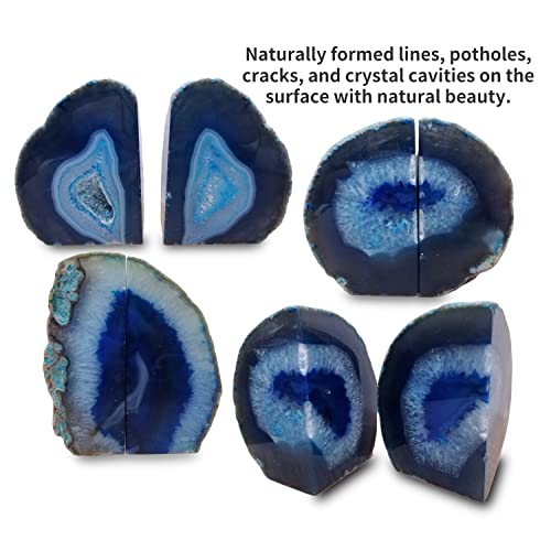 Crystal Book Ends Blue Dyed Agate Bookends Large 4-5 Lbs for Heavy Books 1 Pair - color: Blue, size: 4-5LBS
