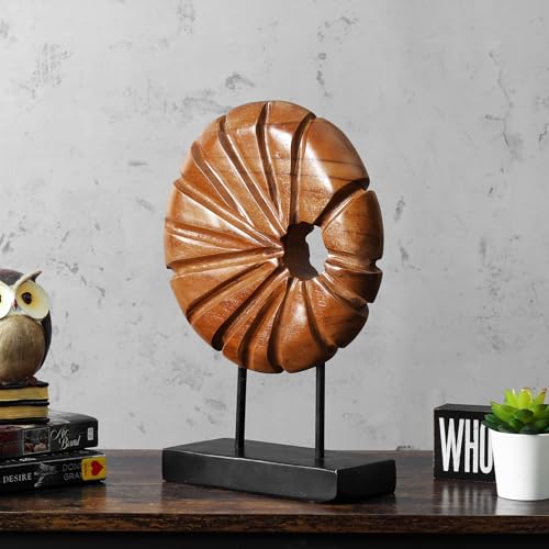 Teak Sculpture Home Décor for Shelf Sculpture with Base Decoration for Living Room, Bedroom, Office 13.8"X9.8"X3.5"