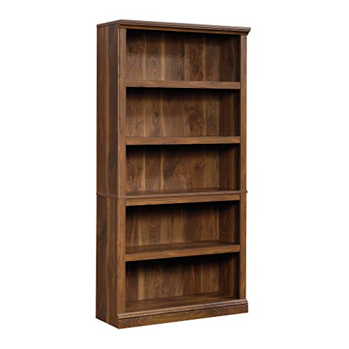 Sauder 5 Tier Book Shelf Wooden Bookcase Multipurpose Bookshelf for Home Office, Living Room, in Grand Walnut - color: Grand Walnut