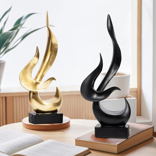 Gold Fire Flame Sculpture, Modern Abstract Resin Statue, Art Statue Home Decor for Living Room TV Stand Coffee Table Shelf Accents Decor. - color: Gold, size: Large
