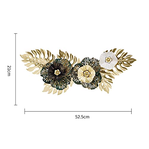 Flower Leaves Metal Wall Decor, Hollow Out Wall Sculpture Creative Luxury Iron Hanging Artwork for Office Home Decorations Party Living Room, Green - color: Green