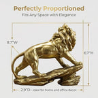 Gold Lion Statue for Home Decor - 8.7" Modern Resin Climbing Lion Sculpture - Luxury Office Desk Accessories & Motivational Gifts for Men (Polished Gold Finish)