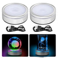 EEEKit 2 Pack 6 Colors LED Light Base, 3-inch Non-Slip Round Stand Display Plate Flat & Spherical Recess Show Crystal Ball Stand for 3D Crystal Glass Art - color: Round
