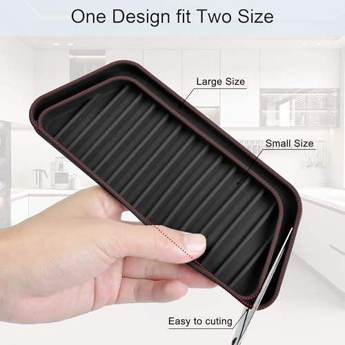 KindGa Refrigerator Drip Catcher Tray,Protector Ice and Water Dispenser Pan,Fridge Spills Water Pad Catch Basin for Drainage 2 Pack (Rectangular,Black) - color: Black, size: 2 pack Rectangular Black