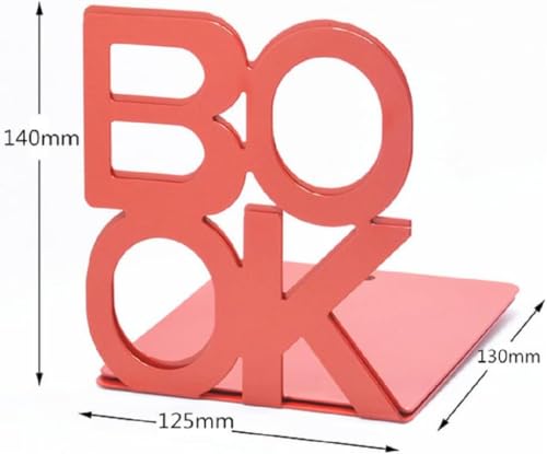 Tree Bookends Metal Nonskid Bookends Heavy Duty Bookshelves Organizer Office Bookend for Shelves, Book Ends for Heavy Books (1 Pair, Red) - color: 1 Pair, Red