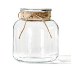 Houmury Glass Vases for Centerpieces 6 Inch Clear Large Vase Farmhouse Utensils Holder with Twine Ties Home Decor for Wedding Living Room Kitchen Dining Table Office (1)