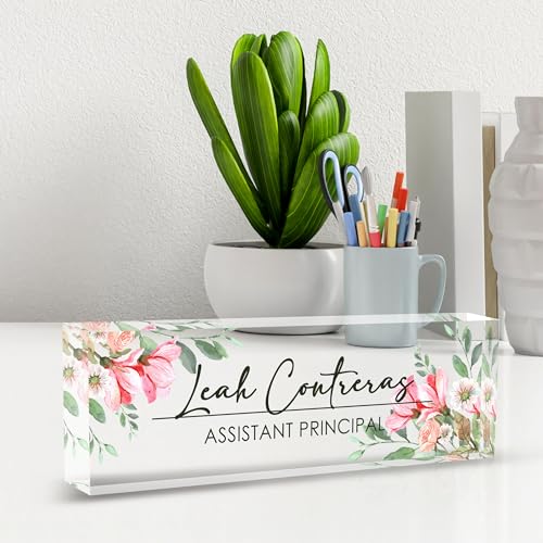 Personalized Custom Name Plate, Office Desk Decor for Women and Men, Employee Appreciation Gifts for Boss, Manager, Teacher, Nurse (Tender Flower) - color: Flower 7