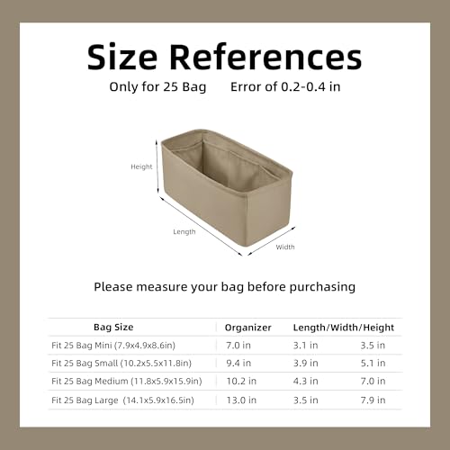 DGAZ Silk Purse Organizer Insert Fits Chanel 25 Handbags，Silky Smooth Bag Organizer，Luxury Handbag & Tote Shaper(Gris Tourterelle,Medium) - color: Gris Tourterelle, size: Medium