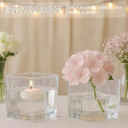 CONNOO 9 Pack Square Glass Vase 4" x 4" x 4", Clear Bulk Flower Vases for Centerpieces, Square Glass Cube Vase Floating Candle Holders for Wedding Party Home Decor - size: 9 Pack 4 Inch