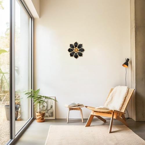 10" Metal Flowers Wall Decor, Black & Gold 3D Floral Metal Wall Art Decor for Inoor & Outdoor Use, Vintage & Modern Walls Arts for Bathroom, Living Room, Bedroom, Office, Garden, Patio, Porch, 1 Piece - color: # 1 Black and White