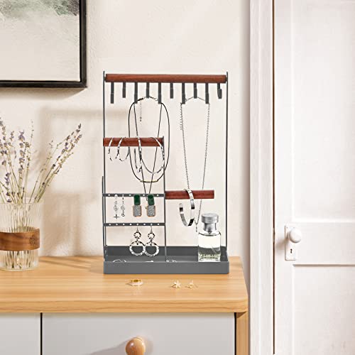 ProCase Cute Jewelry Stand, Aesthetic Jewelry Organizer for Dresser Vanity, Jewelry Holder Display for Necklaces Earrings, Gifts for Teen Girls Women, Bedroom Dorm Decor -Medium, Grey - color: Grey, size: 12.6" Height