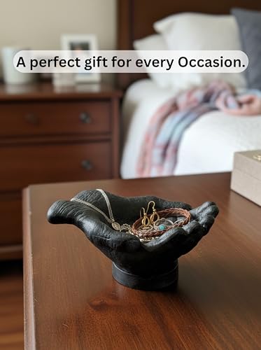 Black Antique Caring Cupped Hands Shaped Decorative Hand Bowl-Cute Catch All Trinket Tray-Candy Dish Offering Stand-Home Decor Hand Jewellery Holder-Mother’s Day Birthday Christmas Gift - color: Black Antique