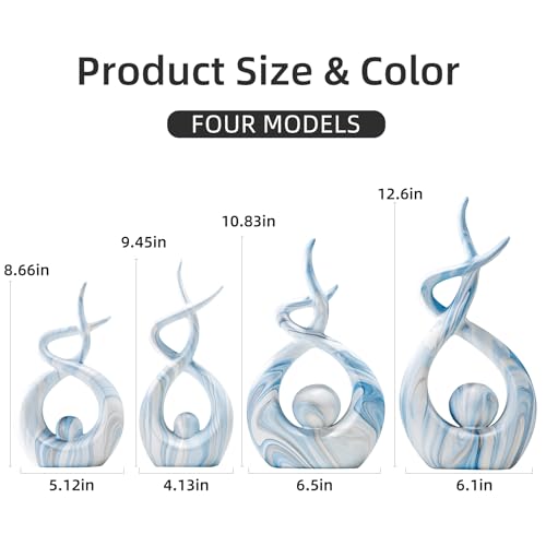 Blue Sculpture Home Decor, Modern Living Room Decorations, Ceramic Statues Coffee Table Decor, Centerpiece for Dining Room, Abstract Art Home Décor Accents - color: Blue Marble Large Tall
