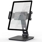 KABCON Tablet Stand,Tightness Adjustable Aluminum Alloy Tablet Stand for Desk, 360° Swivel Foldable Tablets Stands Dock for 4''-14''Tablets/Phone, iPad Series,Samsung Galaxy Tabs,Kindle Fire,Etc. - color: Grey