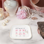 God Says You Are - Christian Bible Verse Jewelry Dish Trinket Tray - Unique Ceramic Ring Jewelry Tray for Women (Strong) - style: Strong