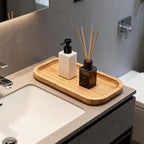 Bamboo Vanity Tray, Bathroom Counter Tray, Toilet Tank Tray, Bathroom Tray for Organizing and Home Decor, 9.8 x 5.5 x 0.8 inch - size: 9.8" x 5.5" x 0.8"