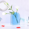 Blue Acrylic Vase, Modern Acrylic Geometric Wide Mouth Small vase, Blue Flower Vase for centerpieces Desk Flower Bud vase, for Living Room Table, Office, Wedding - color: Blue 2