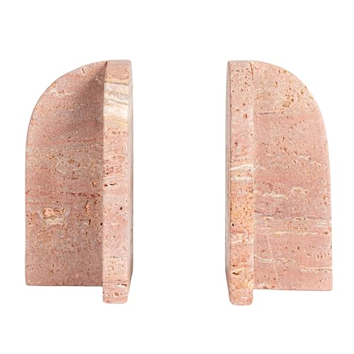 Bloomingville Crimson Archways Travertine Bookends, Red