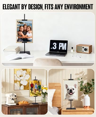 Sturdy Tabletop Picture Frame Stands, Adjustable Size Table Easels, Heavy Metal Base for Display,Picture Frame Holder Art Display Stand, Signs, Canvas (Black)