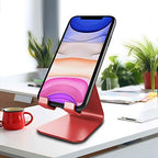 CreaDream Cell Phone Stand, Cradle, Holder,Aluminum Desktop Stand Compatible with Switch, All Smart Phone, iPhone 11 Pro Xs Max Xr X Se 8 7 6 6s Plus SE 5 5s (Red) - color: Red