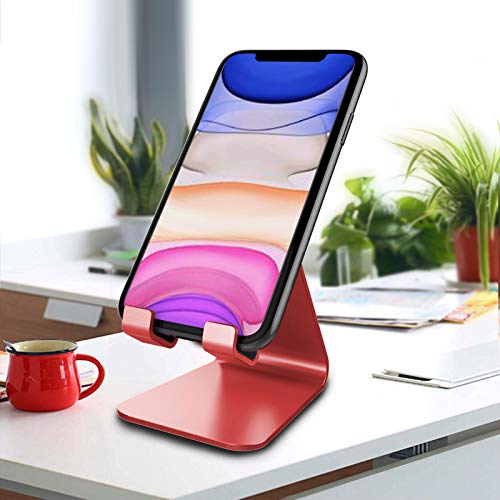 CreaDream Cell Phone Stand, Cradle, Holder,Aluminum Desktop Stand Compatible with Switch, All Smart Phone, iPhone 11 Pro Xs Max Xr X Se 8 7 6 6s Plus SE 5 5s (Red) - color: Red