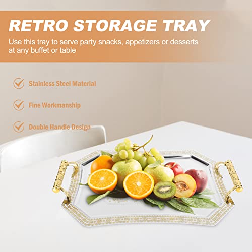 Cabilock Decorative Cake Tray 14.05X9.84 Inch Retro European Style Wedding Dessert Plate Elegant Storage Tray for Home Kitchen Serving