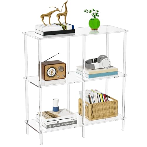 Acrylic Side Table Clear 3-Tier End Table for Living Room, Office, Hallway, Bedroom Small Bedside Table (8mm 31.7" high) - size: 8mm 31.7" high