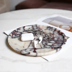 Natural Marble Tray, Coffee Table, Food, Fruit, Paper Cup, Cake Display, Coffee bar, Family Gatherings, Seasonal Holiday Decoration Tray(Viola-Circular-9.8"x9.8"x0.7") - color: Viola-circular-9.8"x9.8"x0.7"