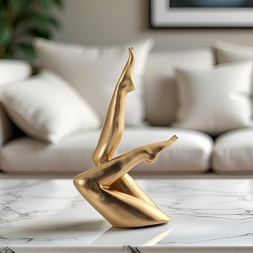 Golden Legs Sculpture Elegant Resin Home Decor Legs Statues Versatile Indoor/Outdoor Ornament, Bedroom, Office Desktop, Cabinets, Perfect (Bent Leg) - color: Bent Leg